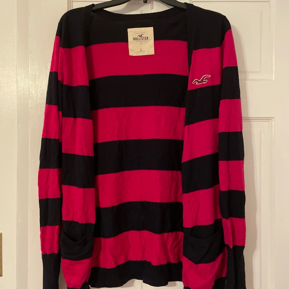 Pink and black Hollister button up cardigan!